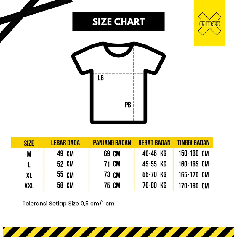 On Track - Simple Series Kaos Warna Hitam Putih Pria Wanita Sablon DTF Bahan Cotton Combed 20s - OTS046-P-H 4