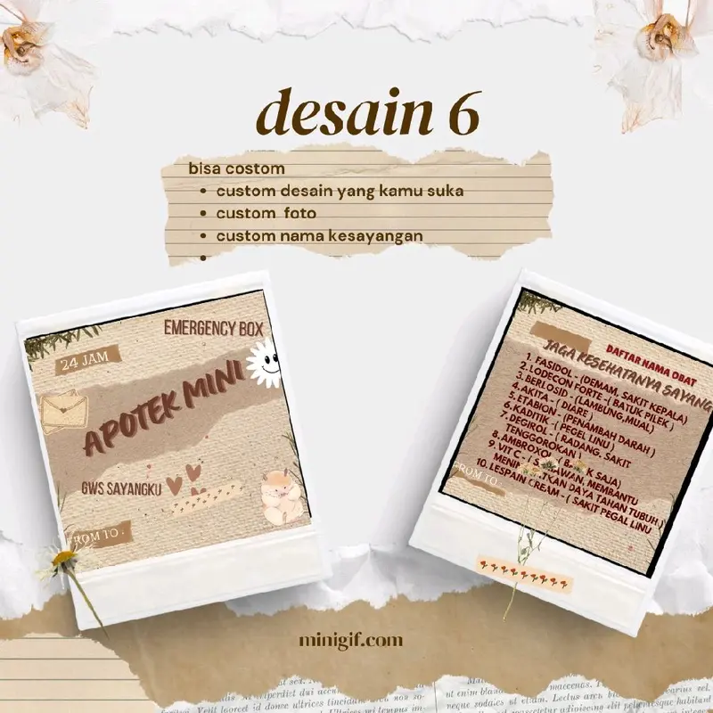 Kotak Obat Apotek Mini Bisa Costum Obat/Desain Stiker Untuk Orang tersayang 5