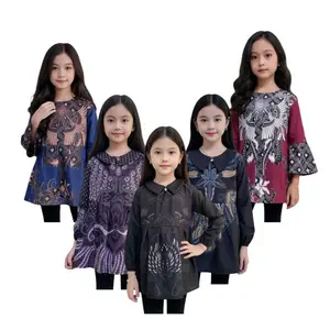 Batik Anak Blouse Batik Anak Perempuan Usia 2-15 Tahun SD-SMP Lengan Panjang Atasan Batik Anak Cewek Motif Modern Bahan Halus Adem