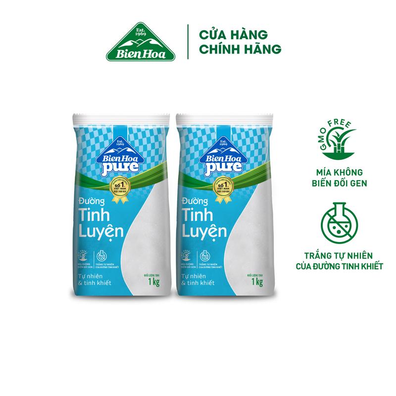 Combo 2 túi Đường tinh luyện Pure 1kg/túi 0