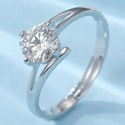 Nhẫn Moissanite, 60 Điểm, Bạc Sterling S925, Dành Cho Phụ Nữ, Thiết Kế Độc Đáo Có Thể Điều Chỉnh Cảm Giác Cao Cấp, Bút Thử Ngay Lập Tức, Nhẫn 0