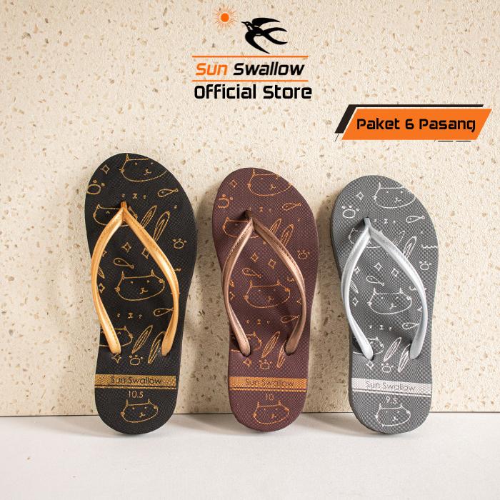 Gambar Paket 6 Pasang Sandal Jepit Karet Wanita Sendal Sun Swallow Cat Motif Kucing dari Sun Swallow Sandals Kota Administrasi Jakarta Utara Tokopedia