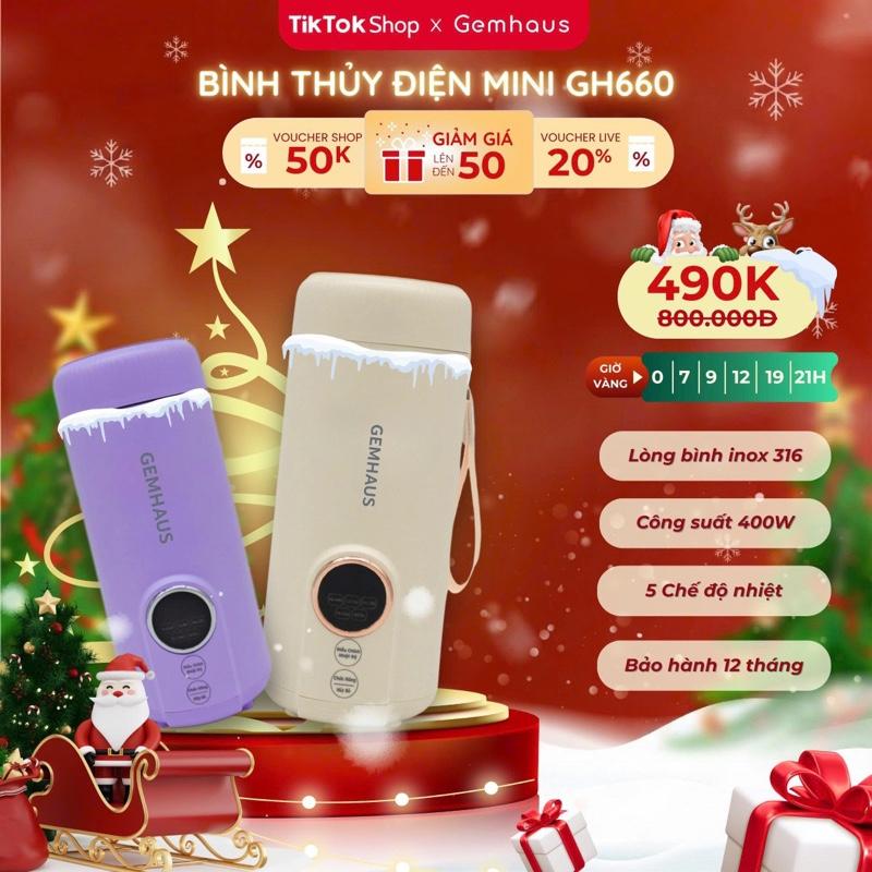 MALL BÌNH CẮM ĐIỆN BÌNH THỦY ĐIỆN MINI GEMHAUS GH660 Công suất 400W với 5 chế độ nhiệt tiện lợi: đun nước pha sữa pha cafe giữ ấm chỉnh nhiệt độ tuỳ ý BẢN MỚI bằng inox 316 an toàn hơn