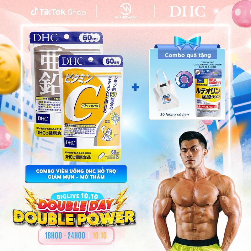 [DHC x TRUNG NHÂN] Combo Viên uống DHC Kẽm + Vitamin C hỗ trợ duy trì sức khỏe, hỗ trợ giảm thâm da, giúp da sáng mịn (Combo 20 Ngày & Combo 60 Ngày) - TPBVSK DHC ZinC + Vitamin C