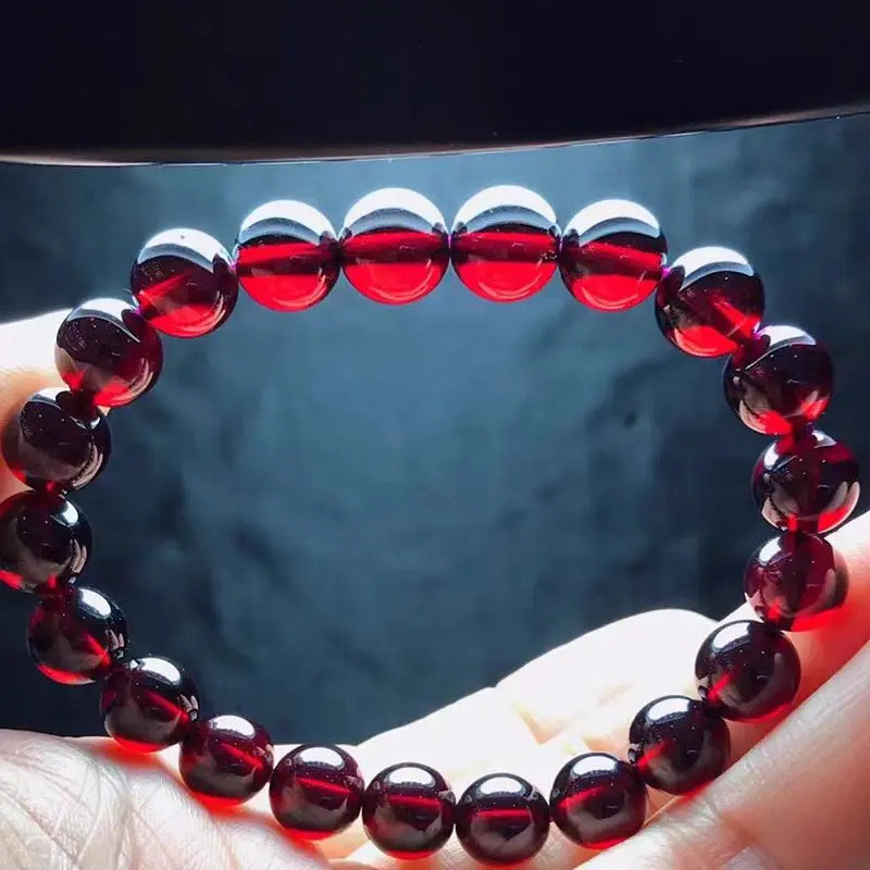 Natural wine red garnet bracelet 7A collection full body bracelet women's single multi-circle bracelet crystal jewelry gift
