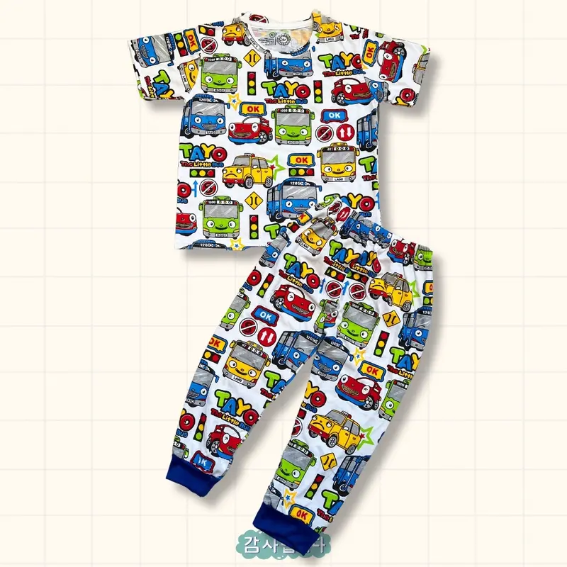 SETELAN ANAK FULLPRINT CP MOBIL CREAM BAJU ANAK LAKI LAKI Pakaian Anak printing Celana Panjang 8