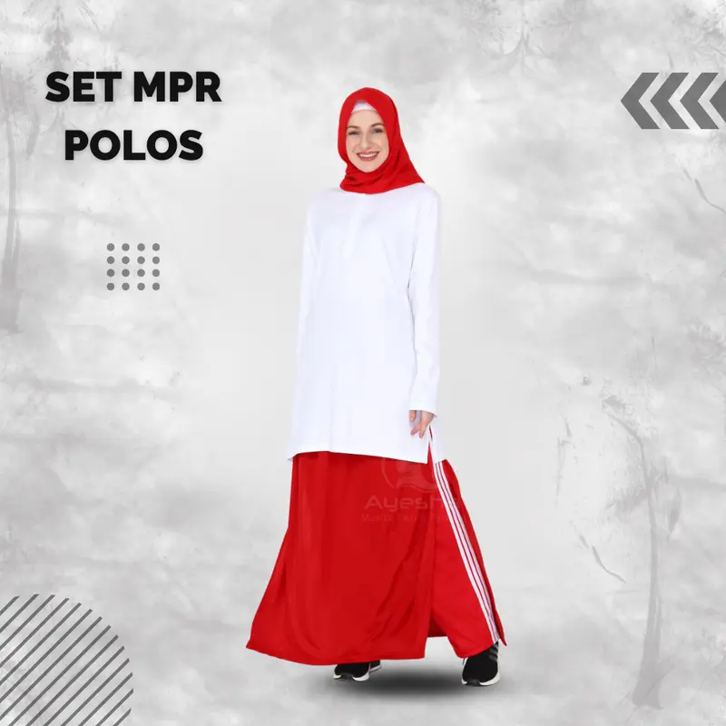 Setelan Baju Olahraga Ayesha Merah Putih Pria Wanita 2