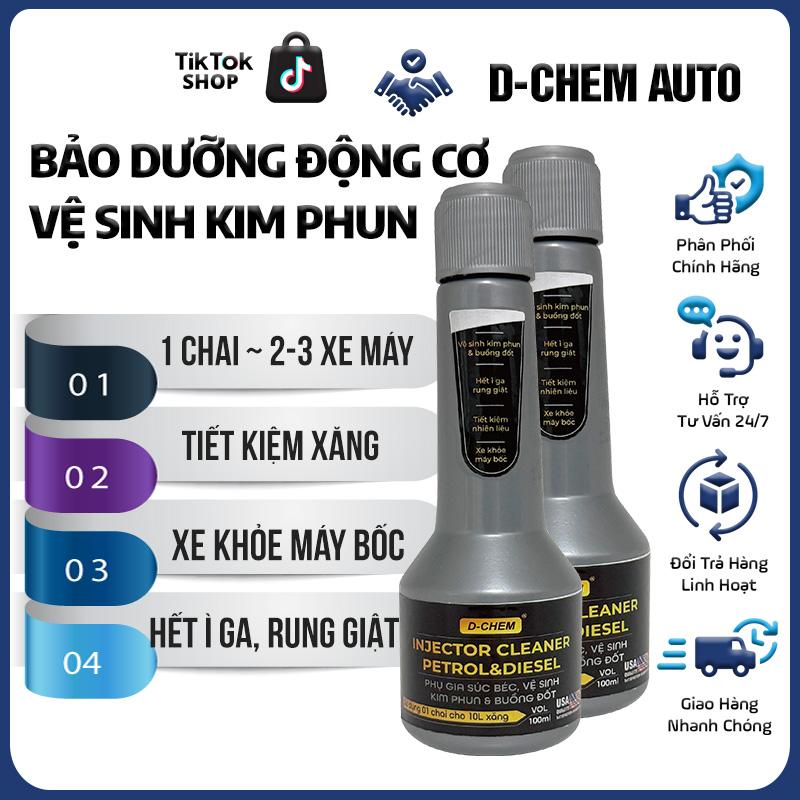 Combo 2 chai Chai Súc Béc Vệ Sinh Kim Phun D-Chem Cho Xe Xăng & Dầu Bảo Dưỡng Động Cơ Ô Tô Xe Máy