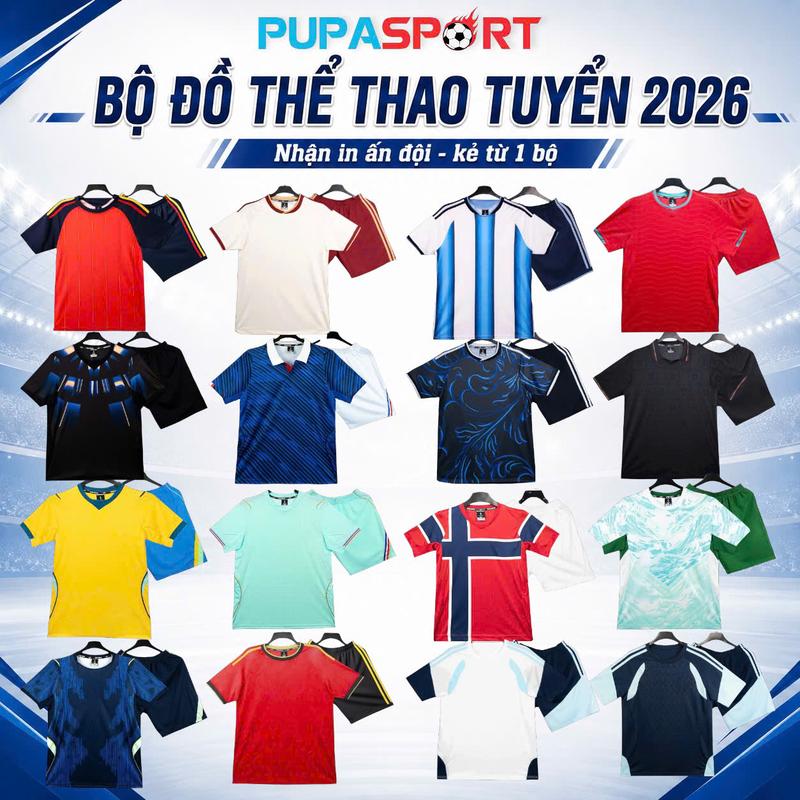 Bộ Quần Áo Thể Thao 2026, Vải Mè,Thun Lạnh Cao Cấp Cho Nam Nữ, Có In Tên Số…