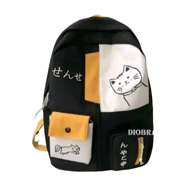 Ransel Sekolah Wanita Model Terbaru dengan Gambar Kucing Lucu - Fashion Kpop Korea Backpack ransel  keren