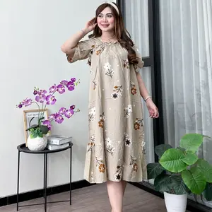 Daster Rayon Fuji Jumbo Ld 110 Kekinian Busui Karet Depan Lengan Pendek Motif Fuji