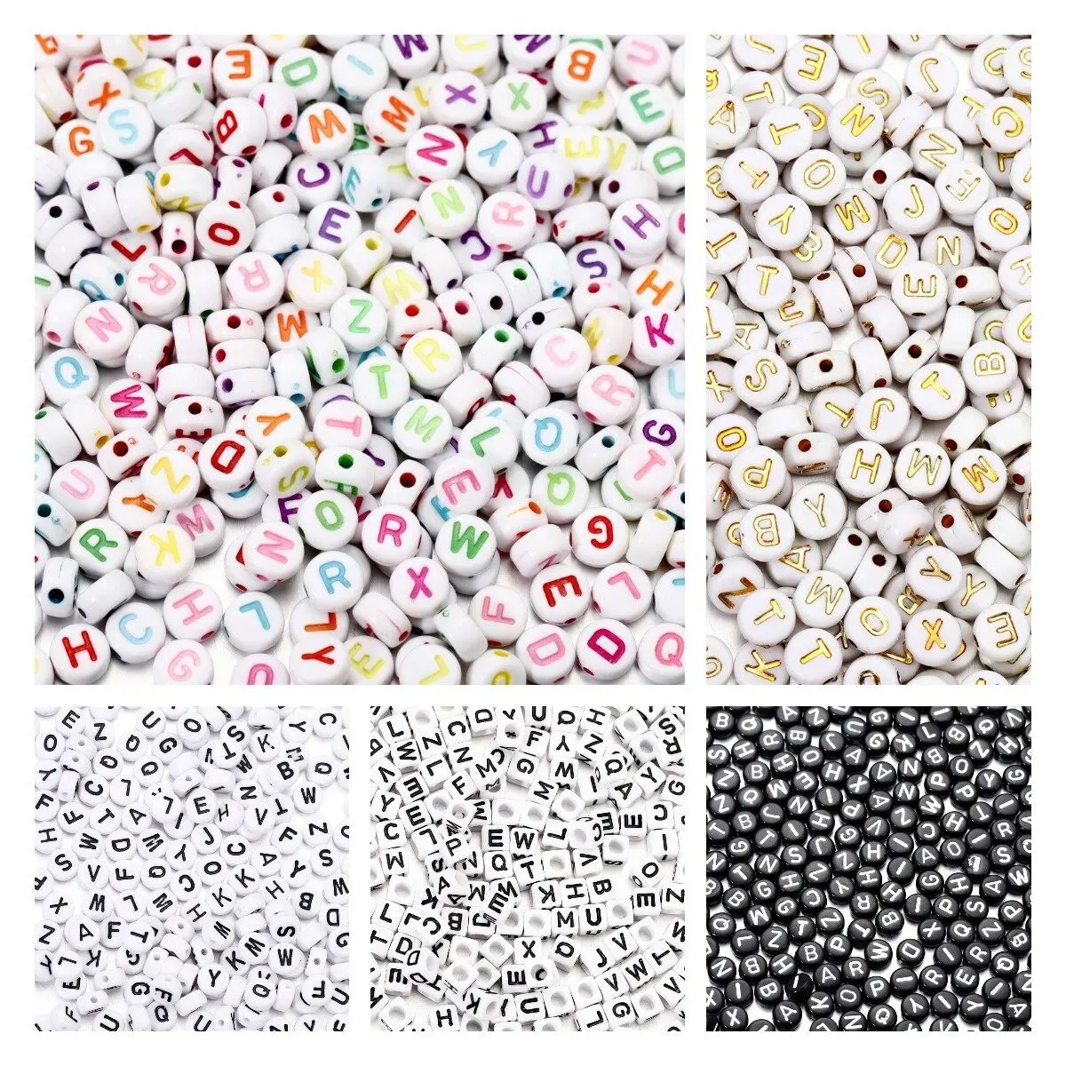 Manik Akrilik Huruf Inggeris Campuran, St.kunkka, 100pcs, 100pc Manik Abjad Bulat Rata, Manik Huruf untuk Pesona, Gelang, Kalung, Membuat Barang Kemas DIY Plastik