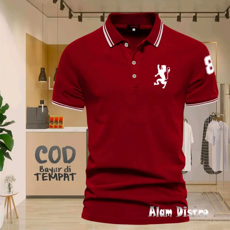 polo shirt Giordano 3D lion mend kaos kerah Napoleon 8 / baju polo Giordano singa  sablon padat 4