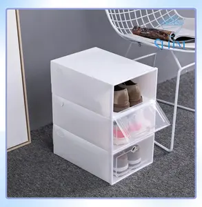 MGM Kotak Sepatu Bahan Plastik  Box Sepatu Tempat Penyimpanan Sandal  dan sepatu Black Blue