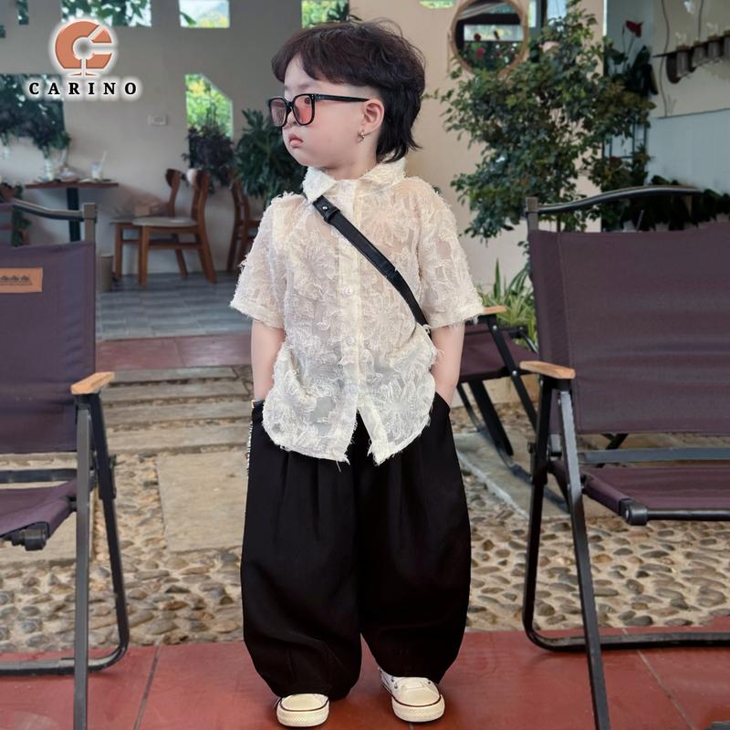 Áo sơ mi ren phong cách ngầu, mặc đi chơi, đi biển, đi học, đi du lịch cho bé LP11