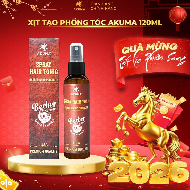 ĐỘC QUYỀN LIVE Xịt tạo phồng tóc AKUMA SPRAY HAIR TONIC 120ML. Giữ nếp tóc & Không gây cứng tóc xit phong xịt phồng tóc baehair sap vuottoc lọ xịt keo vuốt tóc cứng