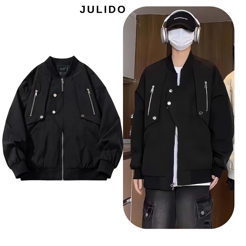 Áo khoác bomber gió nam hai lớp tráng bạc chống nước JULIDO Áo Menswear