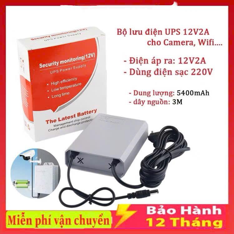 Bộ lưu điện DUNG LƯỢNG CAO dành cho wifi camera - UPS 12V pin 5400MAH lưu trữ điện 4-12h kèm nguồn