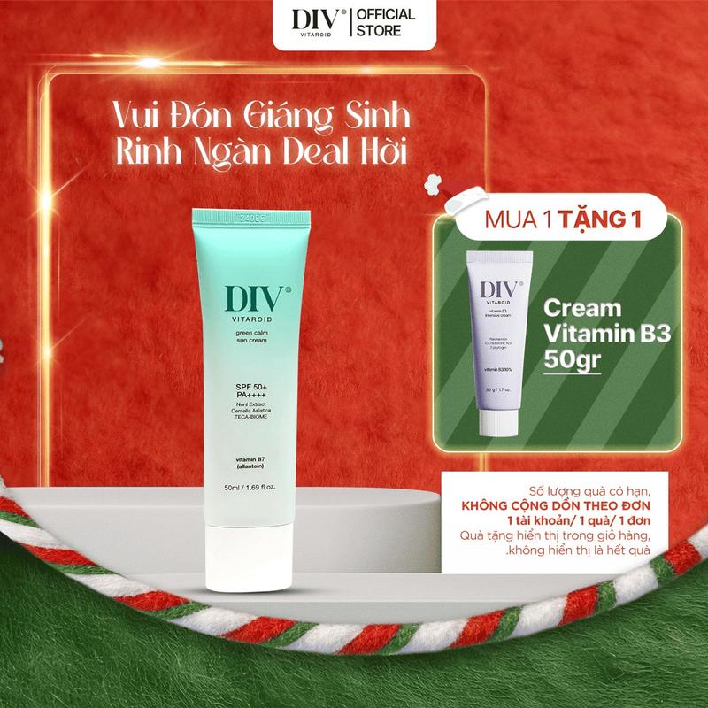 Mới Kem Chống Nắng DIV Vitaroid Green Calm Sun Cream Hỗ Trợ Dưỡng Ẩm Làm Dịu Dành Cho Da Nhạy Cảm 50ml m