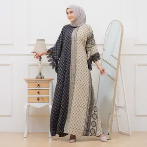 Sabila Dress Gamis Panjang Rayon Wanita Dewasa Busui Adem Nyaman Jumbo Homedress Syari Mewah Muslimah Mewah dan Elegan Renda Hitam