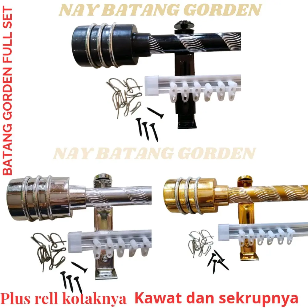 BATANG GORDEN FULL SET TUTUP MOTIF TABUNG PLUS RELL KOTAKNYA/besi gorden fullset tutup tabung plus rell kotak.jendela gorden outdoor tirai bambu