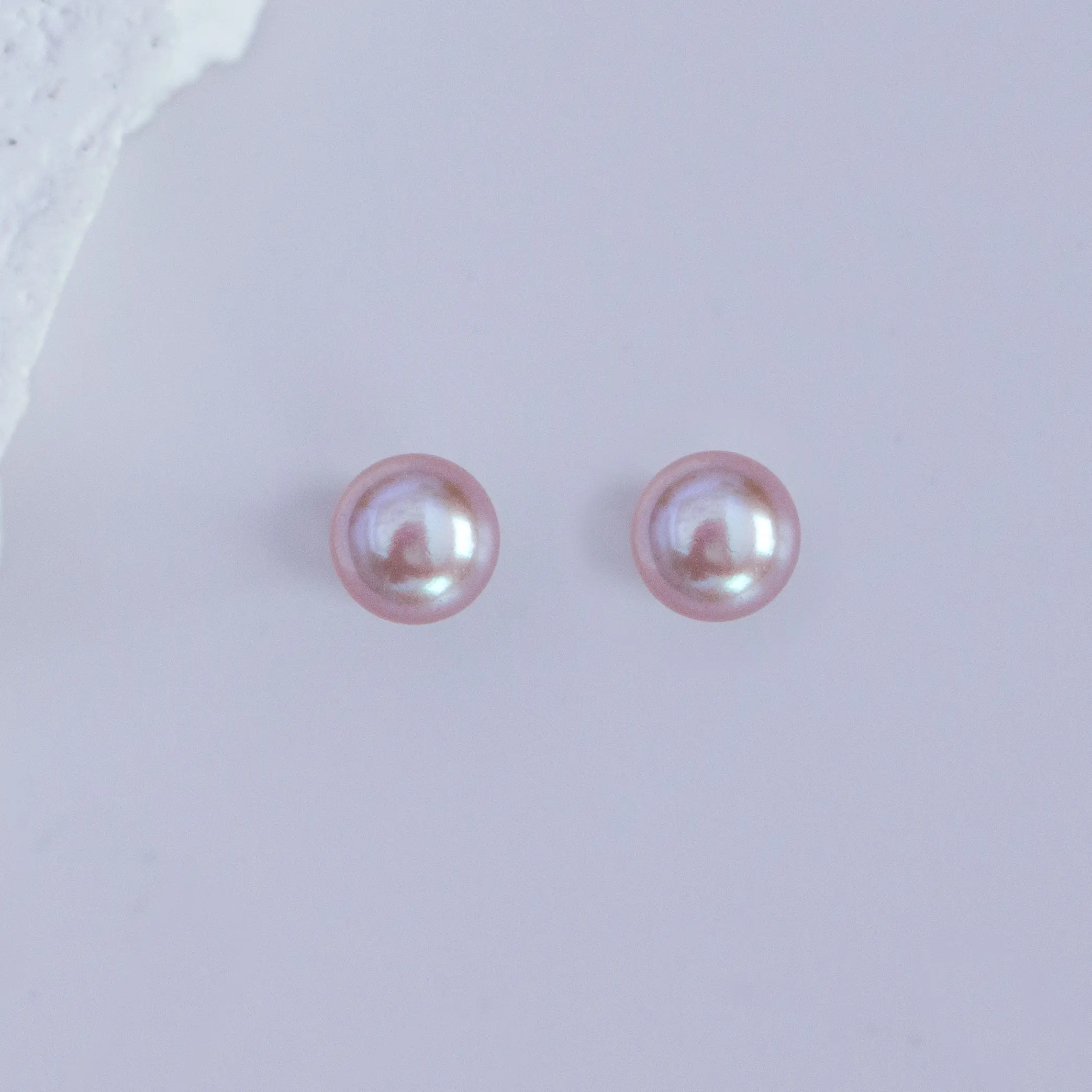 shuiyuS925 silver accessories freshwater seedless purple pearl earrings 6-7mm flat round surface flawless ZH13394