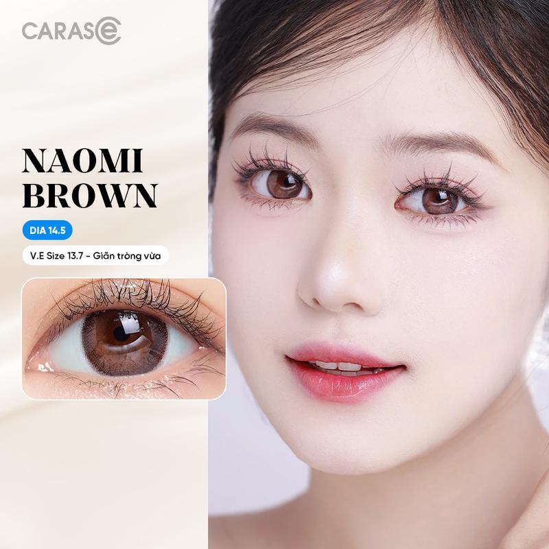   1 chiếc  Kính áp tròng khoá ẩm 14H 3 Tháng CARASE Lens cận màu nâu NAOMI BROWN  Nữ Women 