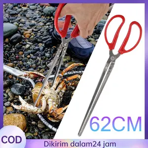 Stainless Steel Crab Tongs / Gunting Capit Kepiting 62cm / Alat Seafood Ergonomis