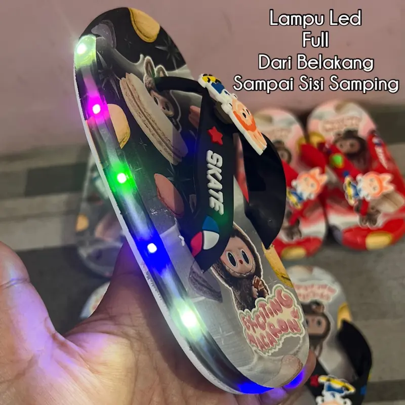 SANDAL JEPIT ANAK LED LABUBU LAMPU MENYALA KELAP KELIP LAKI LAKI PEREMPUAN SEO  Fashion  Karet 5