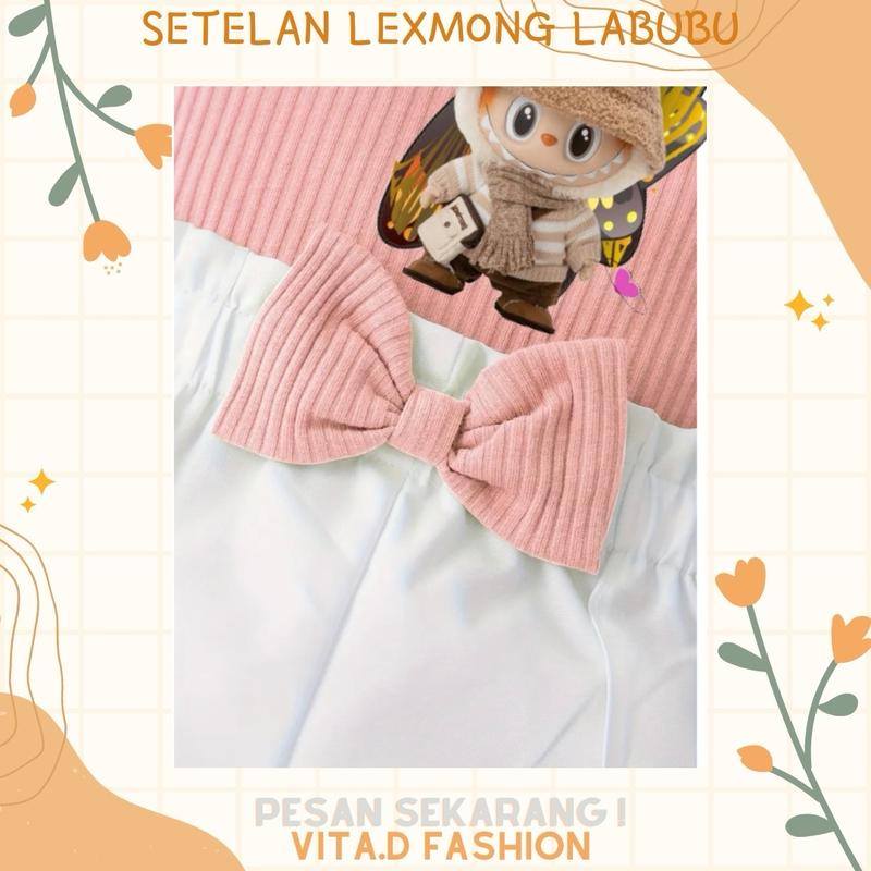 ￼SETELAN ANAK BAJU PEREMPUAN TENK TOP LABUBU USIA 1-6 TAHUN FASHION kaos labuh 7