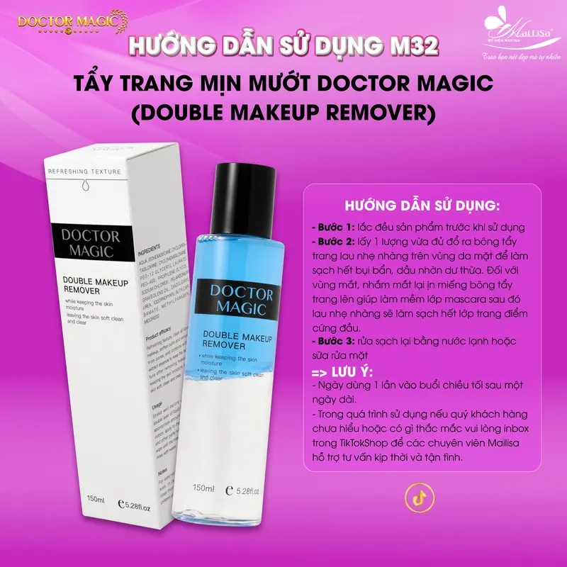 M32 - Tẩy Trang Mịn Mướt Doctor Magic - Double Makeup Remover - 150ml - Nước Tẩy Trang 2