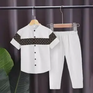 Setelan Baju Koko Anak Usia 1-10 Tahun Katun Panjang Bahan Nyaman Motif Batik Lengan Pendek Pakaian Muslim Anak [COD]