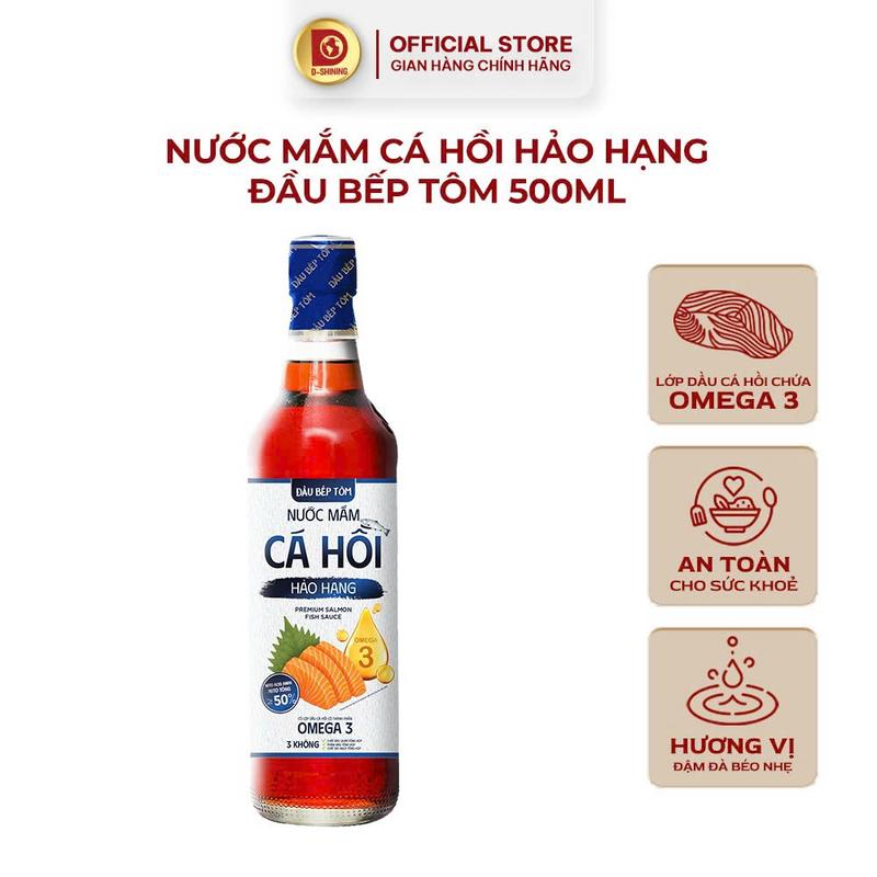 Nước Mắm Cá Hồi Hảo Hạng (Sản Xuất Chuẩn ISO 22000:2018) Đầu Bếp Tôm KHÔNG CHẤT BẢO QUẢN (Best Seller) Chai thuỷ tinh 500ml - thành phần từ Cá Hồi thật Hương Vị Đậm Đà Dành Cho Chấm Ướp Gia Vị Nấu Ăn Toppp1