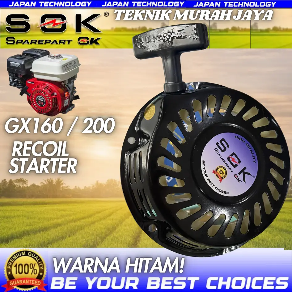 SOK FLOKY Recoil Starter Selahan Recoil Starter HONDA GX160 GX200 CX 160 / 200 Disel Tarikan Engkol Sparepart Mesin Penggerak Bensin Motor Suku Cadang Penggerak Serba Guna Tanoss Sumura Vitara Tesla Firman Tiger