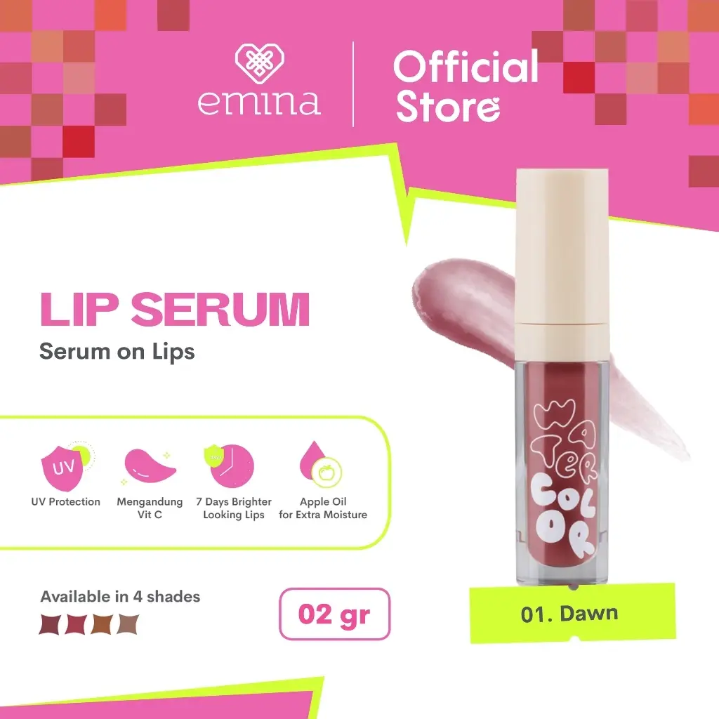 Emina Watercolor Lip Serum - Serum Bibir Tinted Mencerahkan dalam 7 Hari