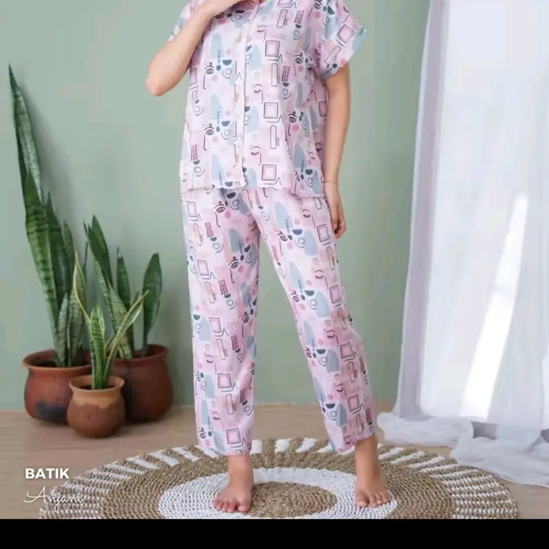 Piyama V Neck Panjang | Piyama Kekinian | Piyama Wanita 1