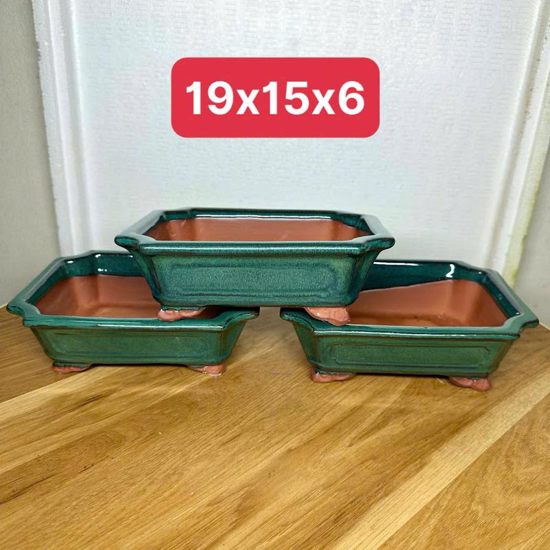  Chậu bonsai Chữ nhật vát mini men hỏa biến gốm Bát tràng BM-148 