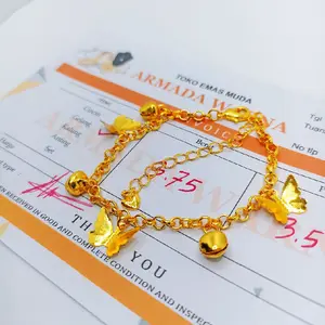 GELANG RUMBAI KUPU-KUPU EMAS MUDA 3,75g free Surat resmi toko