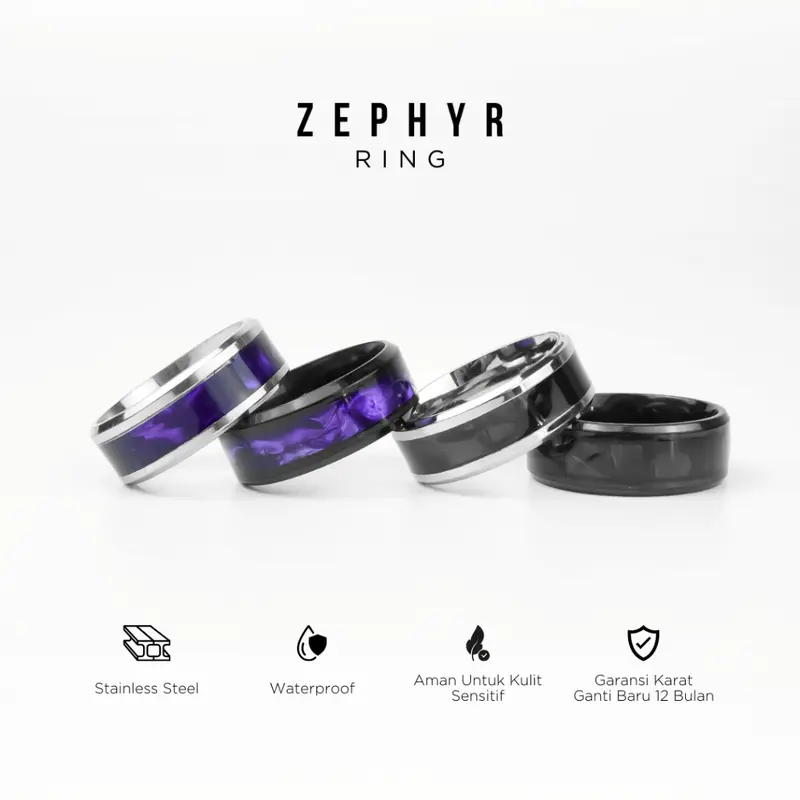 PROJECT NINETYSEVEN - ZEPHYR Ring - Cincin Pria Wanita Motif Galaxy Anti Karat  Anti Luntur  Mewah  Elegan  Korean Style 0