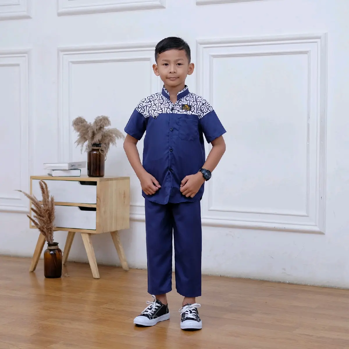 Baju Koko Anaka Laki Laki Setelan Koko Anak Baju Muslim Anak Usia 3-10 Tahun Bahan Katun