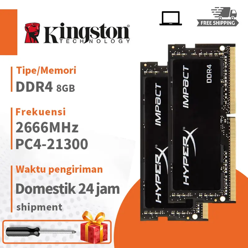 RAM DDR4 SODIMM chơi game, Kingston Hyperx, dành cho máy tính xách tay, bộ nhớ 8GB, 2666MHz,1pcs 0
