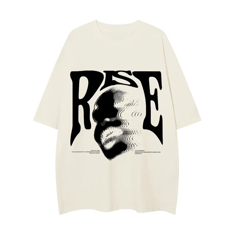 American retro Style T-shirt Oversize Distorted portrait print | Kaos Wanita Putih | Metallica Kaos pria dan wanita 4