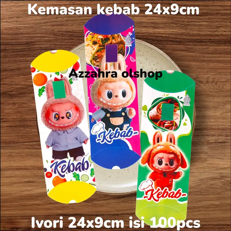 50 LEMBAR KERTAS KEMASAN KEBAB 24X9 LABUBU TERBARU QUALITY 1