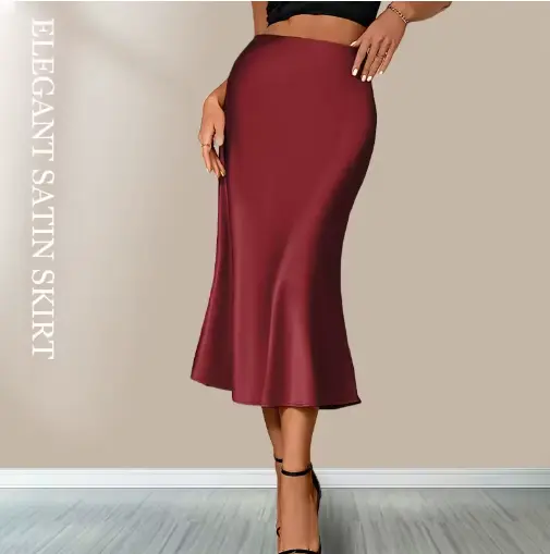 Rok Wanita Satin High Waist A-line Skort Model Korea Champagne - You Glow Fashion - Santai, Katun