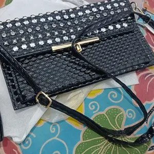 Clutch pesta wanita terbaru 7624-2 Kulit croco glossy