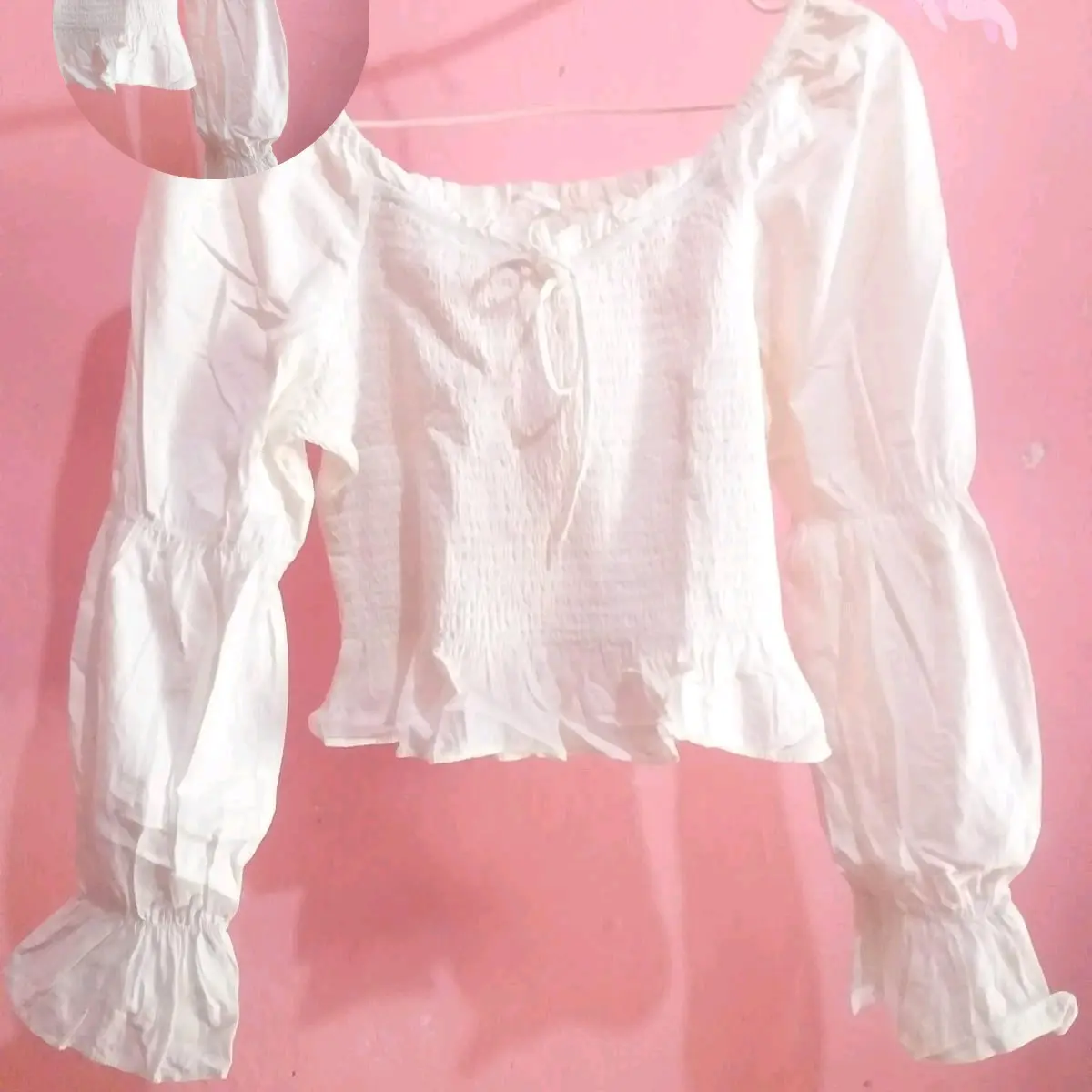 Blouse putih crincle wanita korean style