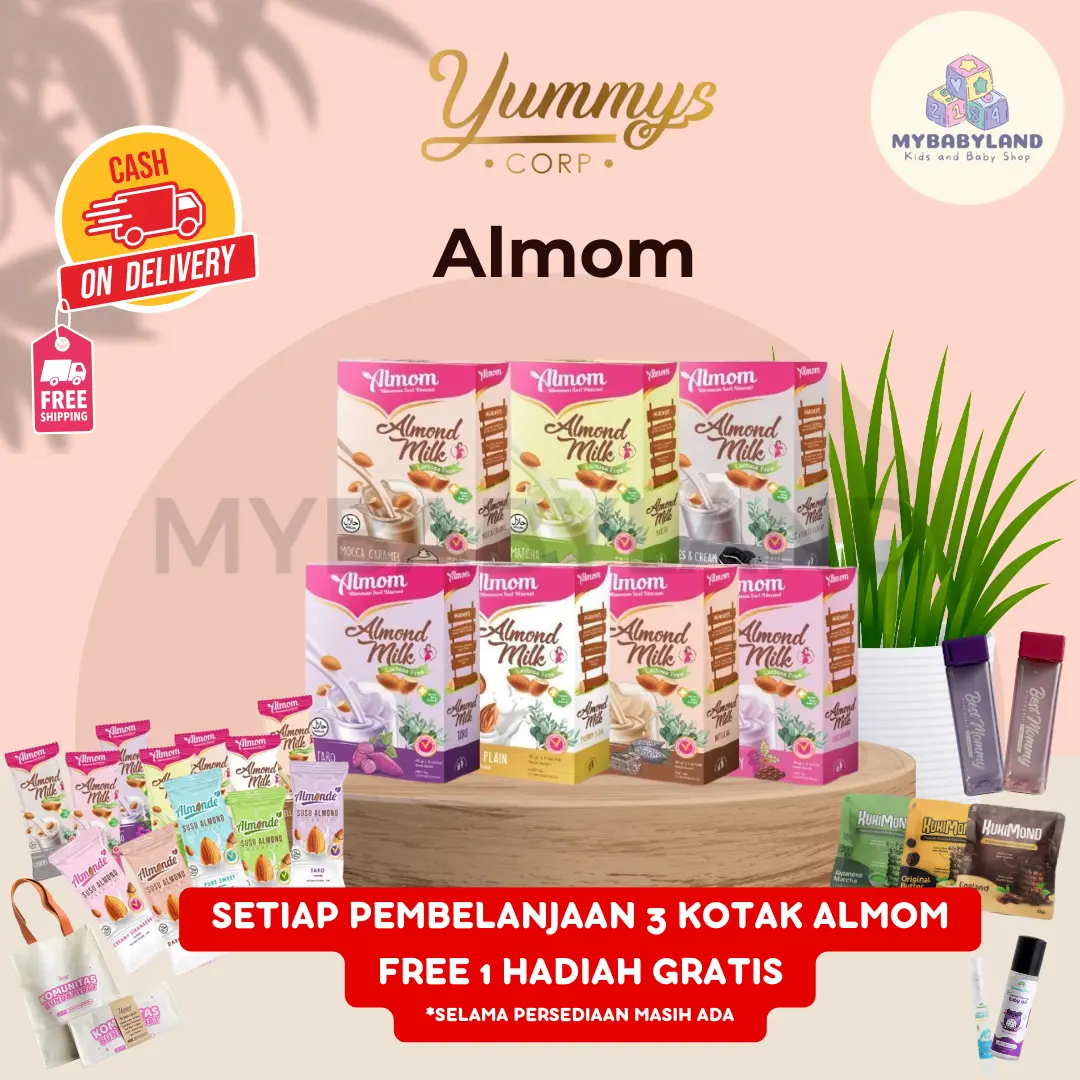 ALMOM Susu Almond Milk Pelancar ASI / Asi Booster Yummys Bubuk Susu Almond | Untuk Ibu Hamil 7 Bulan hingga Menyusui Bayi Busui