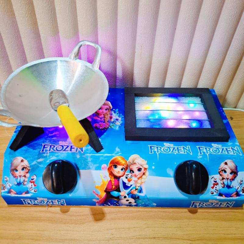 Mainan Masak Masakan Anak Perempuan Usia 3-6 Tahun Dengan Kompor Mini 2 Tungku Lampu LED Toys Frozen 3