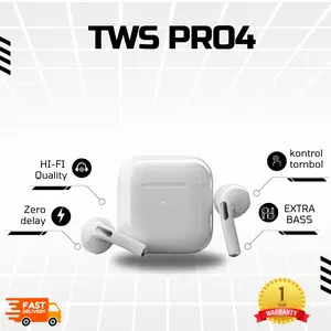 PRO 4 Headset Bluetooth Earphone Smart Touch Control Headphones HiFi Stereo Earbuds Upgrade Wireless Kualitas Suara HD Live-like Experience Bass Garansi 12 Bulan Tws