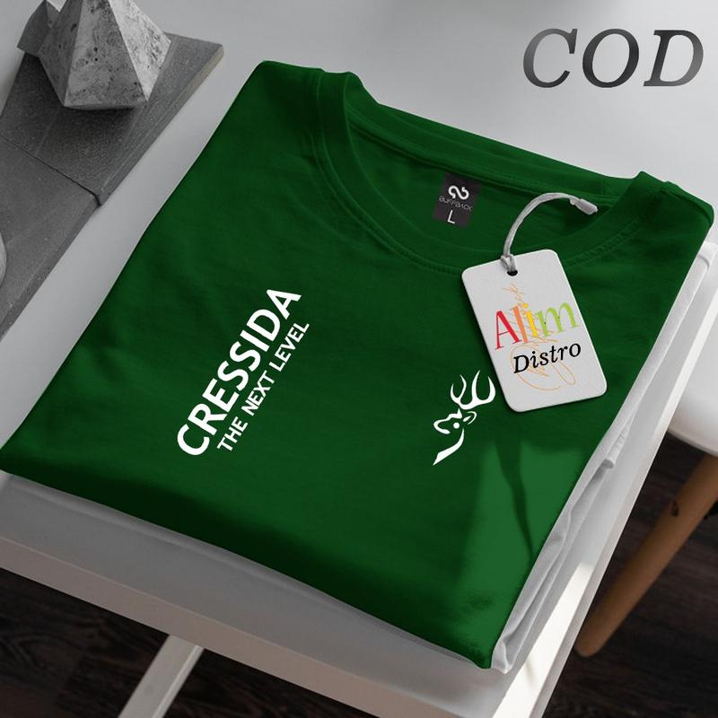 COD !!! Baju Kaos Distro Cressida Kirka Keren Text Putih Premium Quality Kaos Cotton Combed 30s Lengan Pendek T-Shrit Koas Unisex Pria/Wanita 5